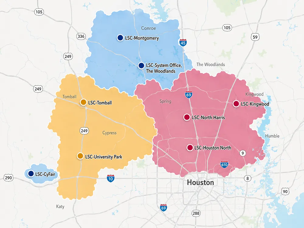 Lone Star College Service Zones Map