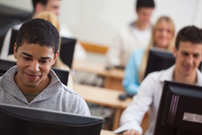 Students studying on computers