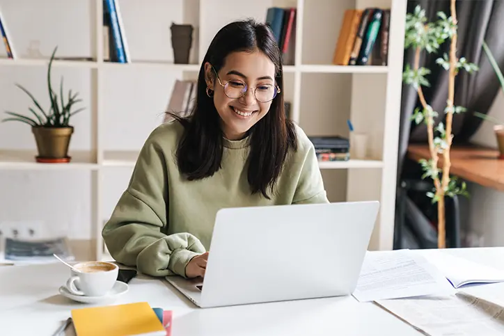 Girl working on a laptop