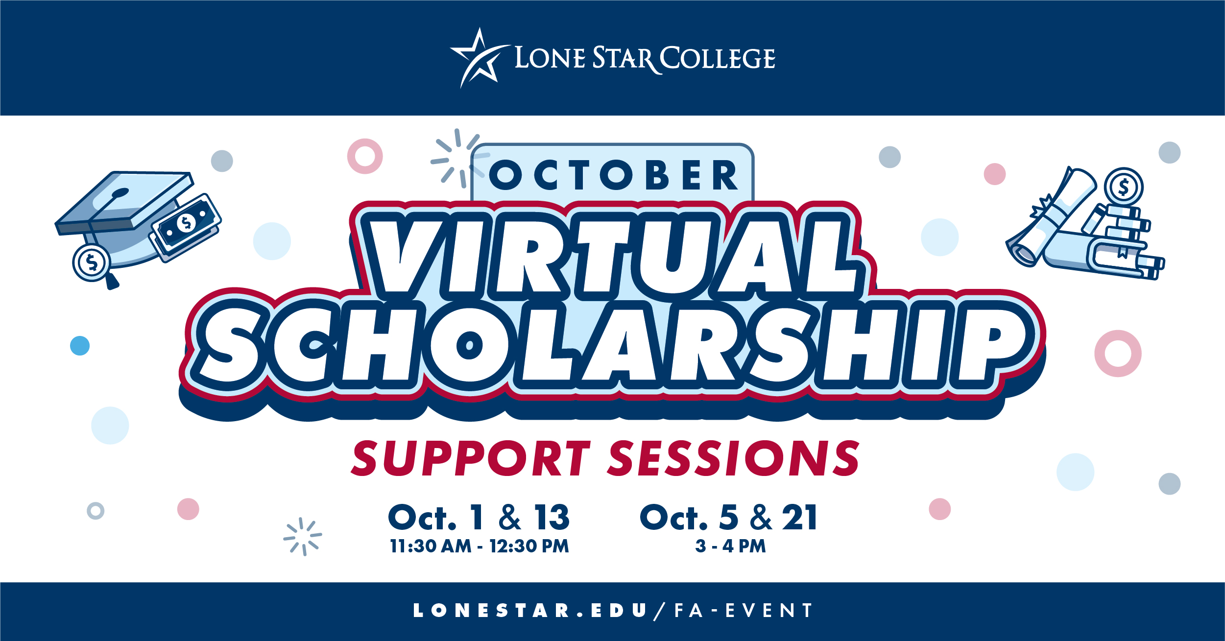 October Virtual Scholarship Support Sessions Banner