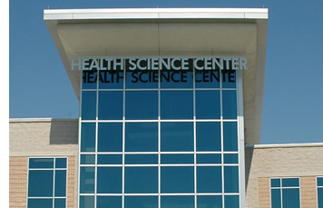 The Health Science Center is where all of the labs for the various health-related programs on campus are housed, plus additional facultyand division offices.