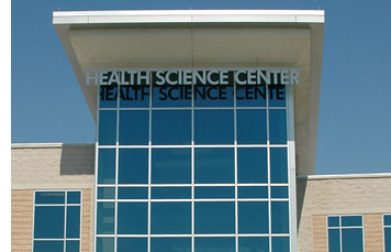 The Health Science Center is where all of the labs for the various health-related programs on campus are housed, plus additional facultyand division offices.