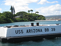 Photo of the USS Arizona memorial at Pearl Harbor