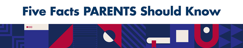 Gemetric Decorative Banner with Five Facts Parents Should Know in Blue Text
