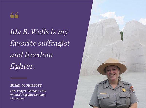 Park Ranger Susan Philpott speaks about Ida B. Wells: Journalist, Educator, andSuffragist