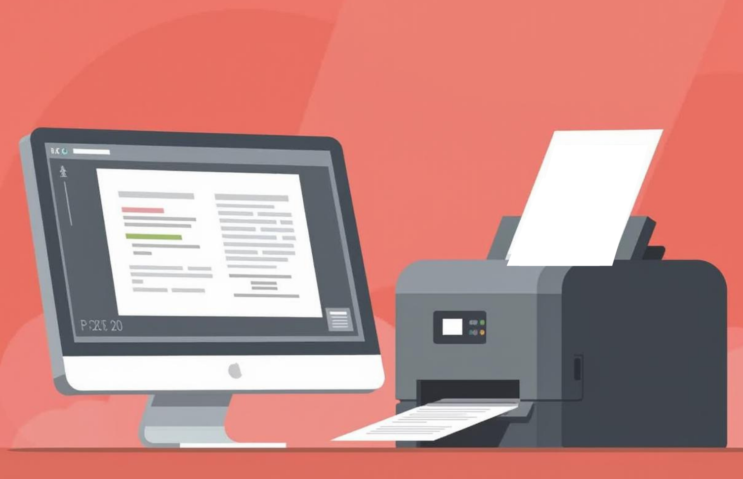 computer sitting next to a printer