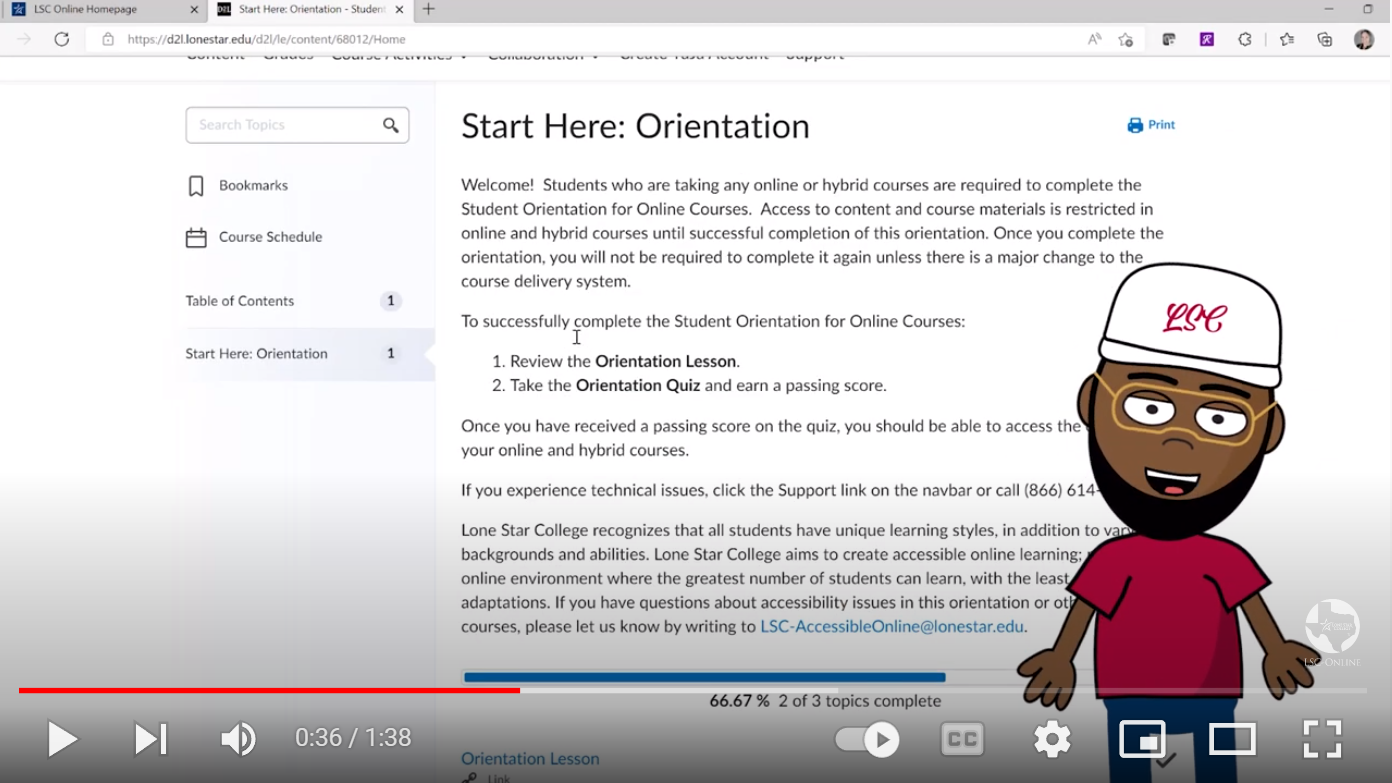 Thumbnail image of online student orientation. Image opens link to youtube video walkthrough of the orientation.