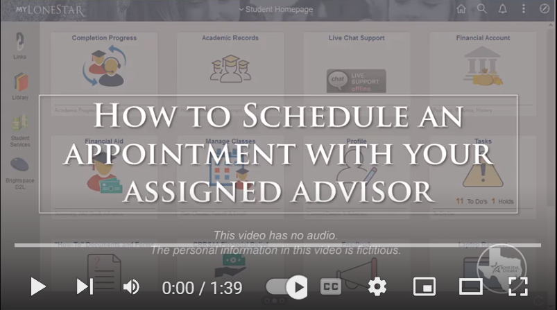 LSC video about scheduling an appointment with an advisor