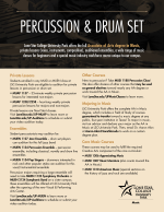 Percussion and Drum Set Flyer: Click for a pdf with information on percussion and drum set study.