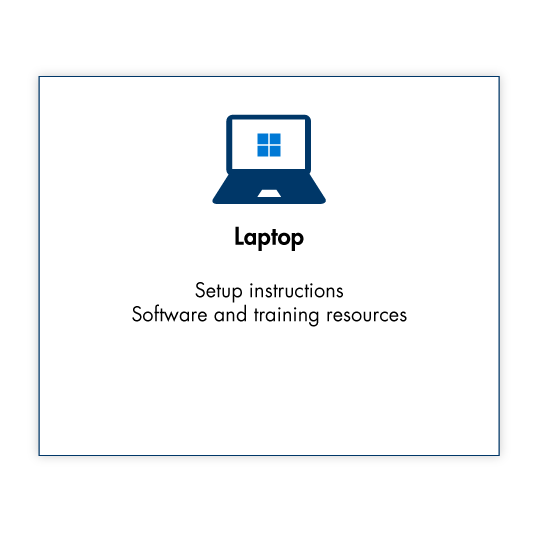Laptop setup instructions, software and training resources