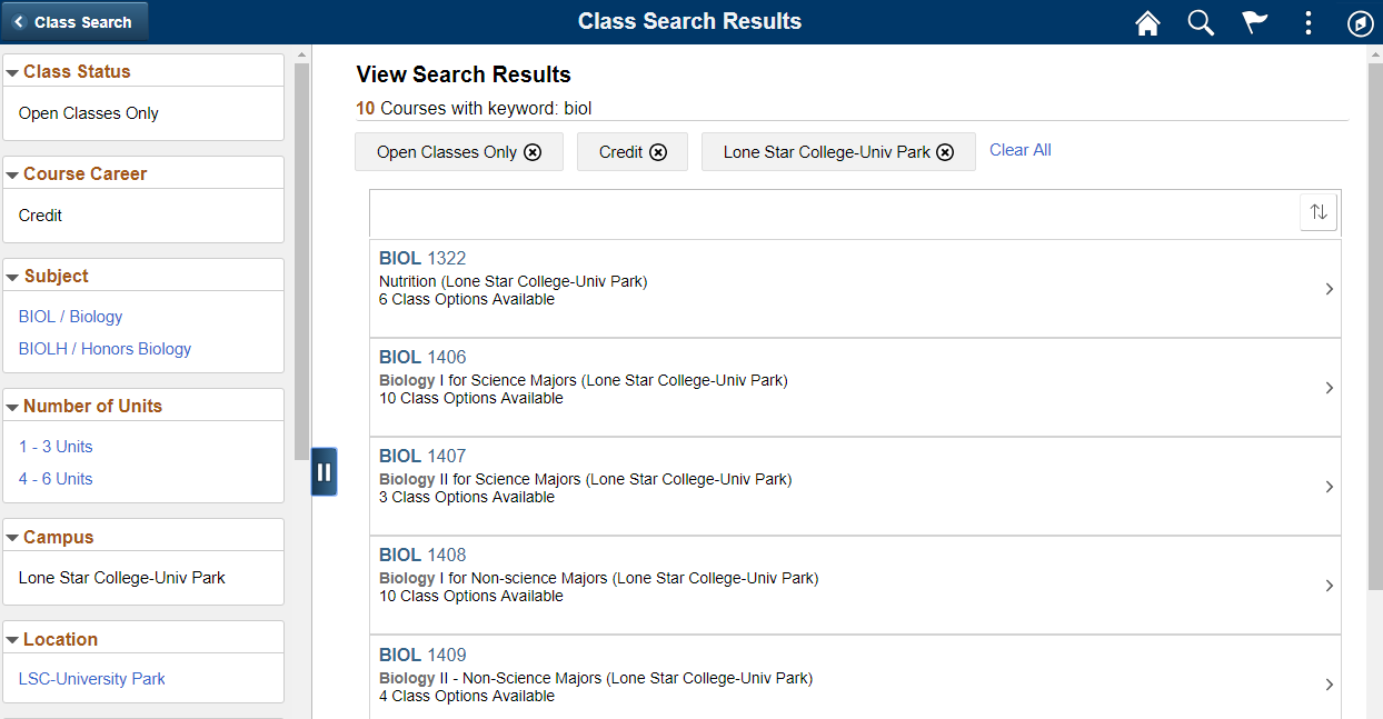 Class Search