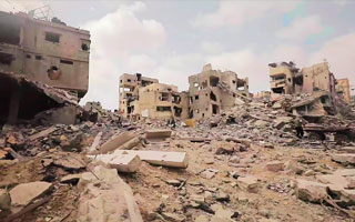image of rubble in Gaza