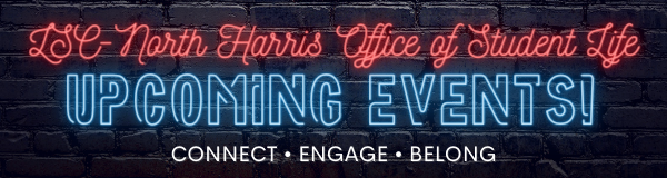 Website header that says LSC North Harris Office of Student Life Upcoming Events
