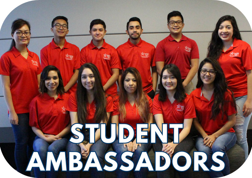 student ambassadors with text 'Student Ambassadors'