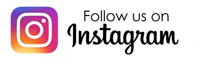Follow us on Instagram logo of a box with a camera outline 