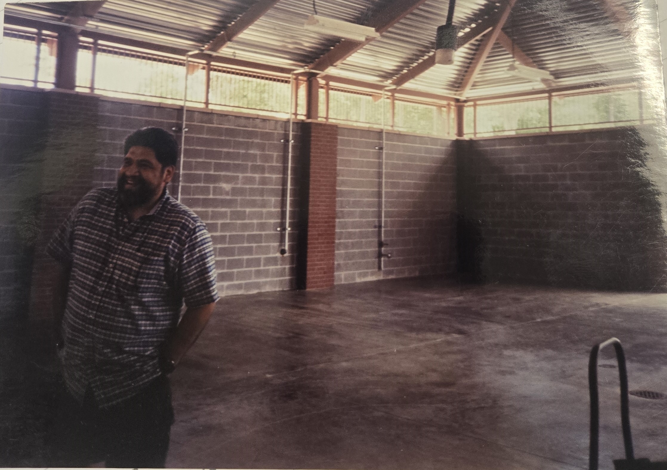 Professor Landa in new kiln yard on campus