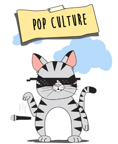 Pop Culture icon - cool cat dropping a mic