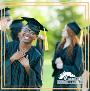 Graduating students laughing together 