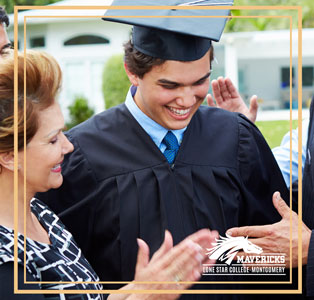 Graduating student with family members