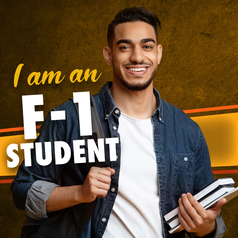 "I am an F-1 Student" button
