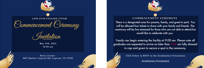 LSC-CyFair Commencement Ceremony Invitation - May 14th, 10 am at the Berry Center
