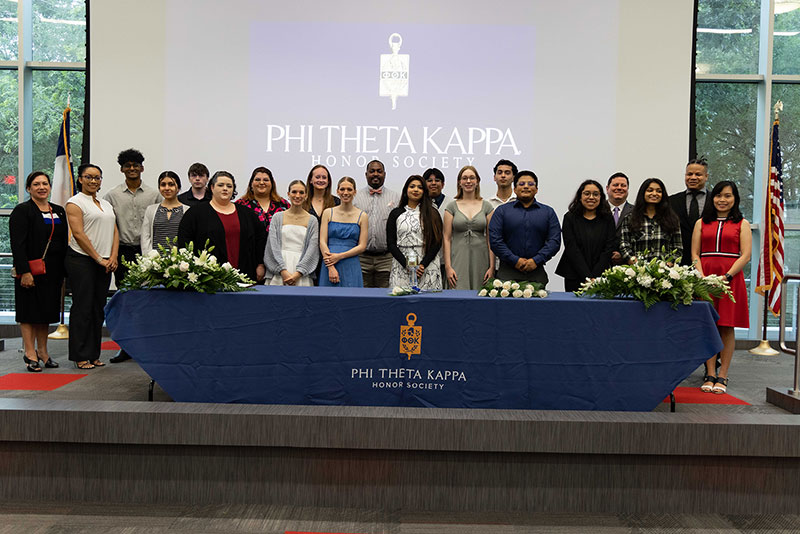 Beta Upsilon Nu, the Lone Star College-University Park chapter of  Phi Theta Kappa Honor Society welcomes 19 new members during an induction ceremony May 2, 2023.
