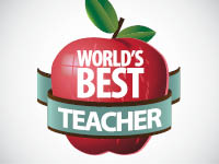 apple with World's Best Teacher written on it