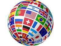 globe with all nation's flags