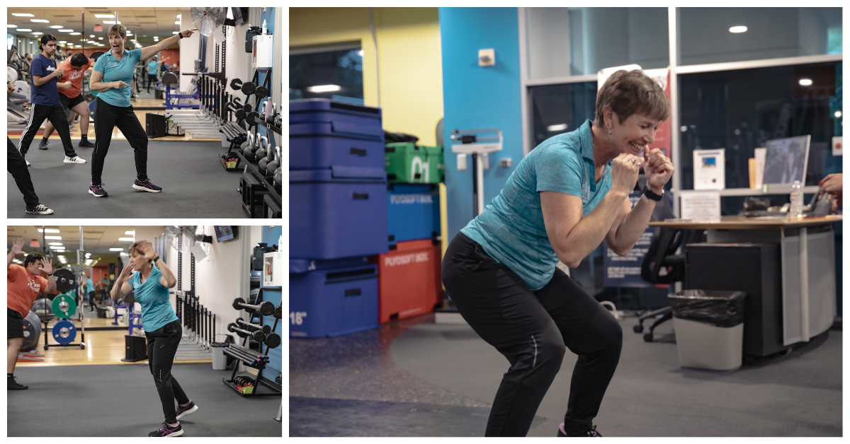 Photo Collage of Lisa McQuade Teaching a Class with Students