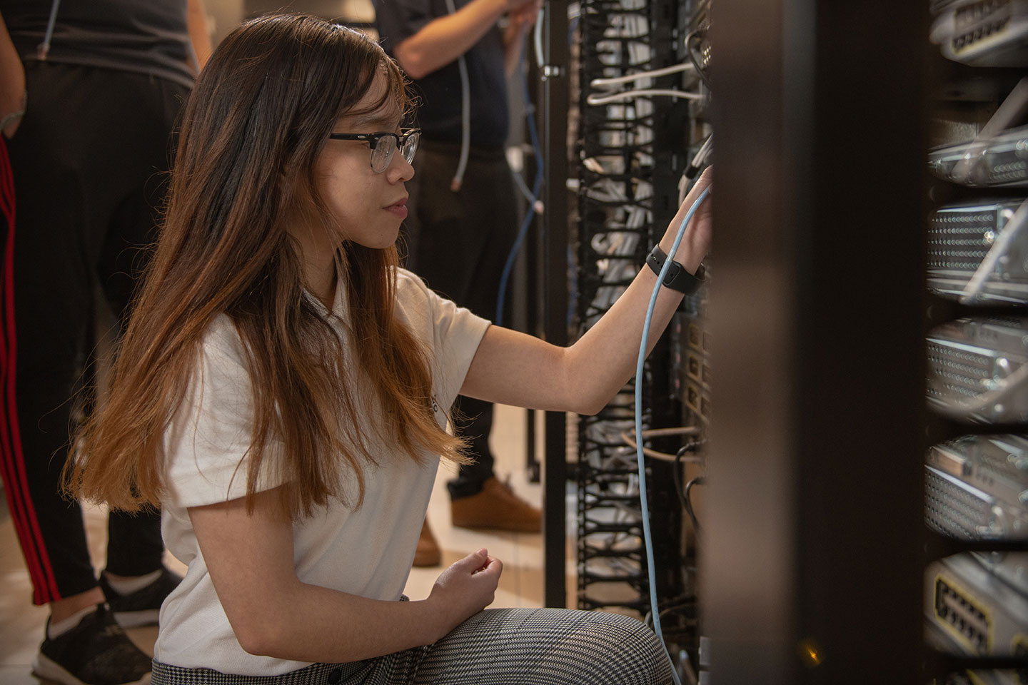 Photo of woman at server