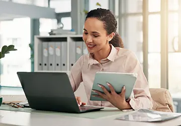 Happy person working