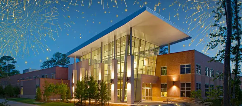Music hall with fireworks