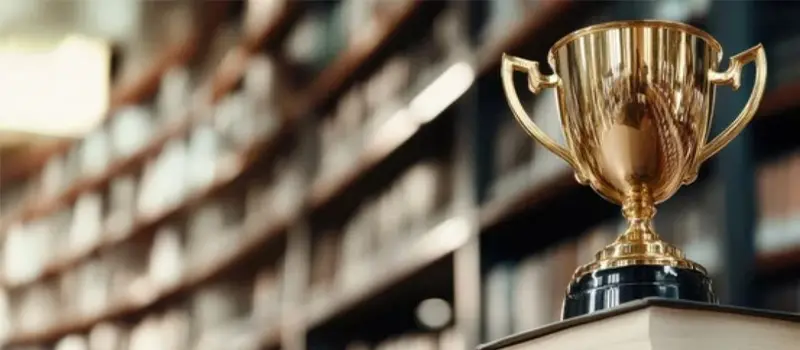 Trophy in a library