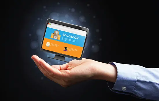 graphic of a computer screen with the word education 