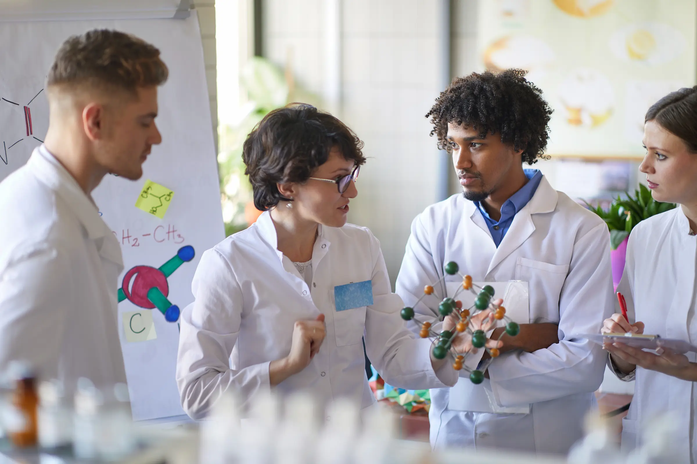 Scientists conversing