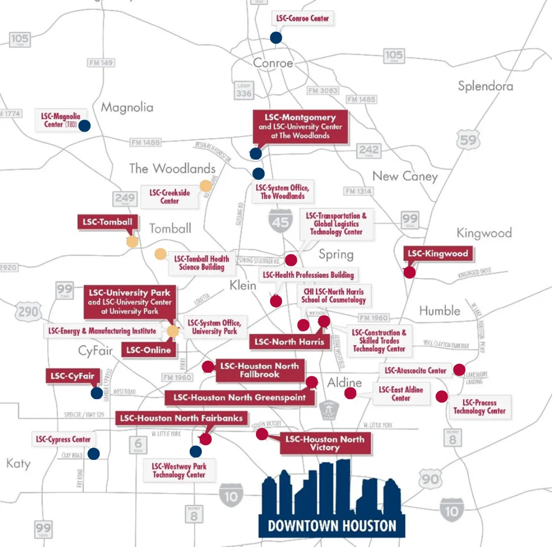 Lone Star College Service Zones Map