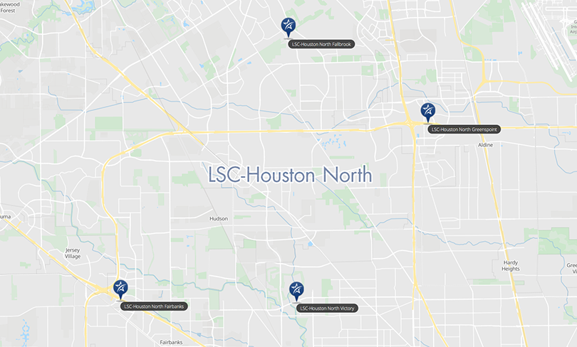 Map of Lone Star College Houston North locations