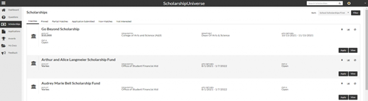 Scholarship screen interface img