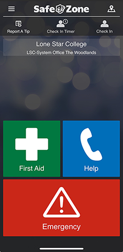 SafeZone app interface