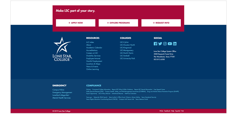 screenshot of footer