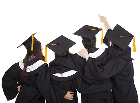 Students in graduation robes