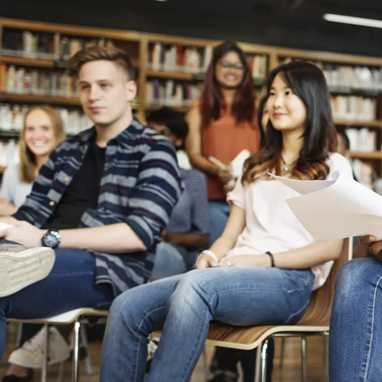 Students in a library