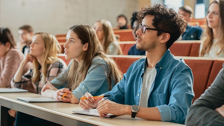 Happy students in a class
