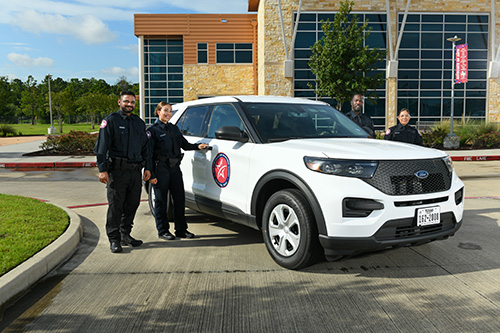 LSC Police Academy vehicle with students