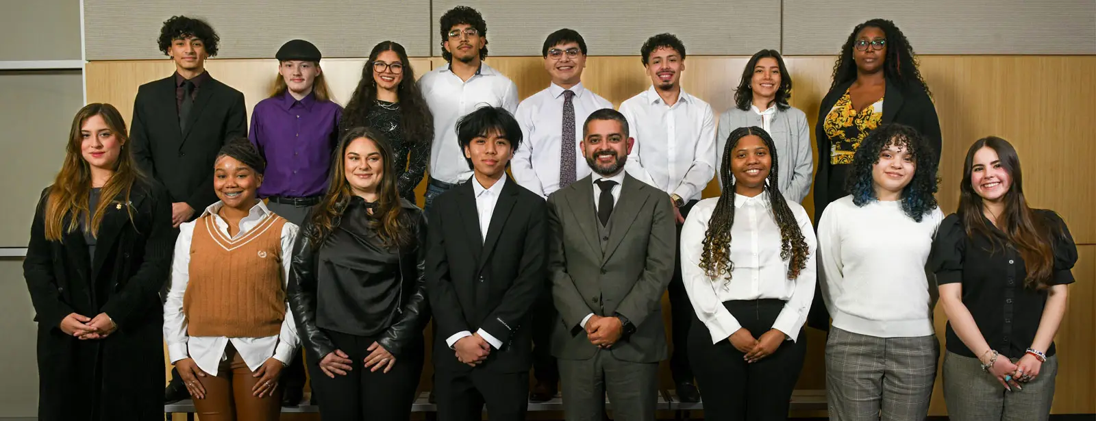 Photos of students with the chancellor