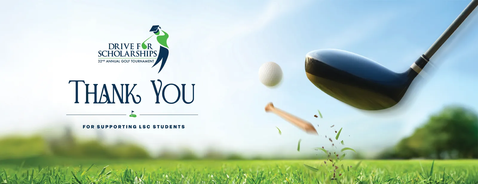 Golf club hitting a ball off the tee