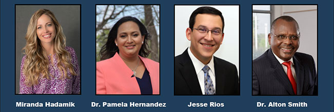 Photo of Miranda Hadamik, Dr. Pamela Hernandez, Jesse Rios, Dr. Alton Smith