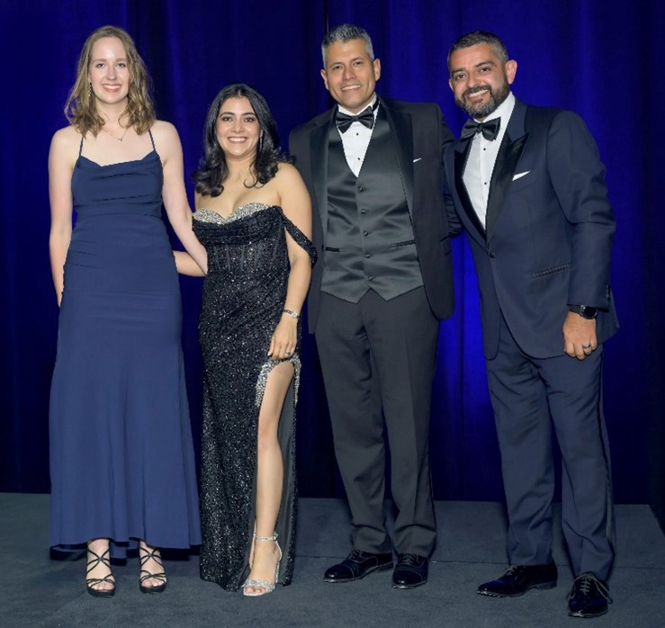 Lone Star College Foundation raised over $530,000 at the annual StarGala event. Pictured from left to right are Sophie McQuiller, LSC alumna; Carol Hernandez and Eliecer Viamontes of Entergy and StarGala 2025 chairs and Mario K. Castillo, J.D., LSC chancellor.