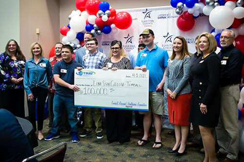 Photo of representatives from LSC-Tomball, LSC Foundation, Tomball Regional Health Foundation and LSC-Tomball LifePATH students.