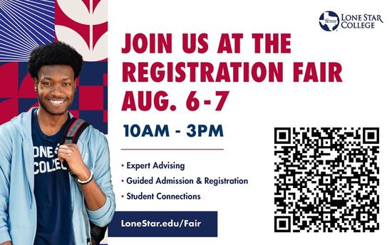 Student w/ backpack. Information about Registration Fair.